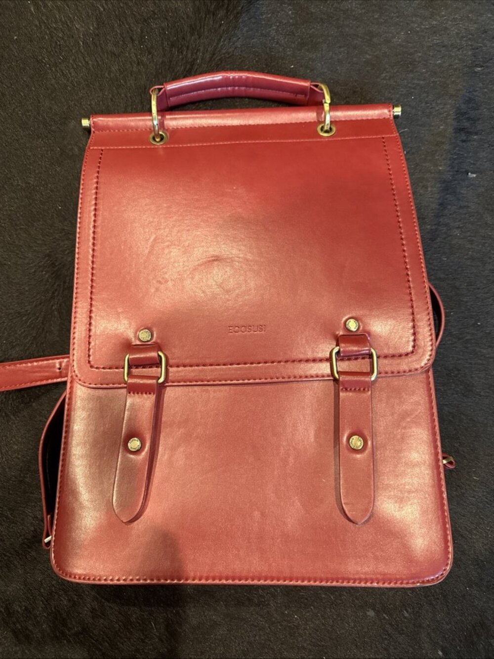 ECOSUSI Women's Vegan Leather 14 Inch Loptop Bookbag College Rucksack Bag